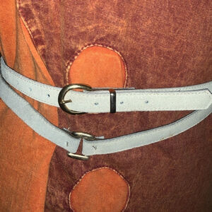 Emmanuel Womens light sage green thin suede double belt medium